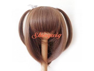 リボン付き、ツーサイドアップミディアムボブ