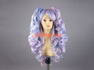バンス付き、ミックスカラーコスプレウィッグ
